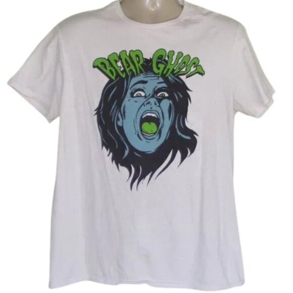 BEAR GHOST Tshirt, L, White, Screaming Woman face, Short sleeves, Band